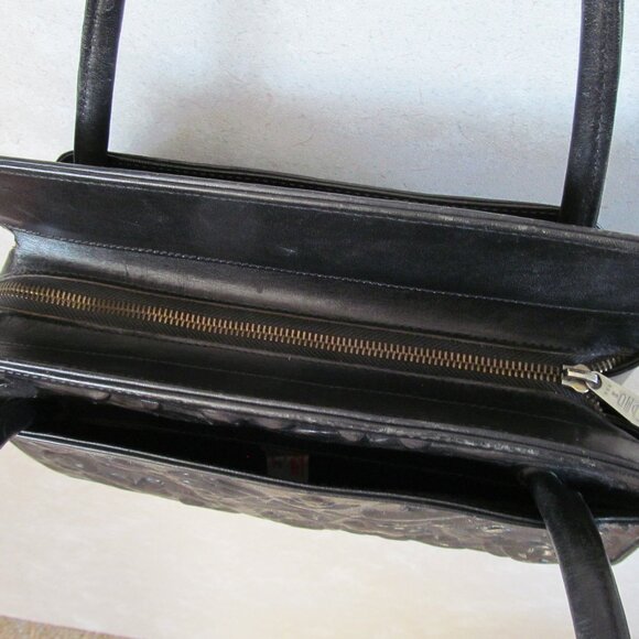 Vintage black tooled leather handbag Mont-Abur Made in Mexico - Picture 4 of 8